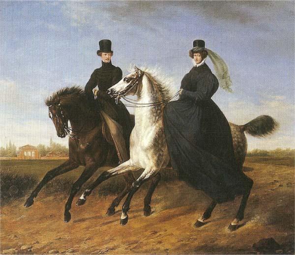 Marie Ellenrieder General Krieg of Hochfelden and his wife on horseback, Sweden oil painting art